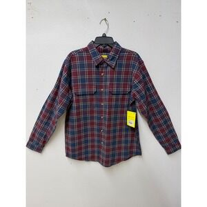 Brazos Blacksmith Flannel Shirt Mens Medium Windsor Wine Plaid Button Up New